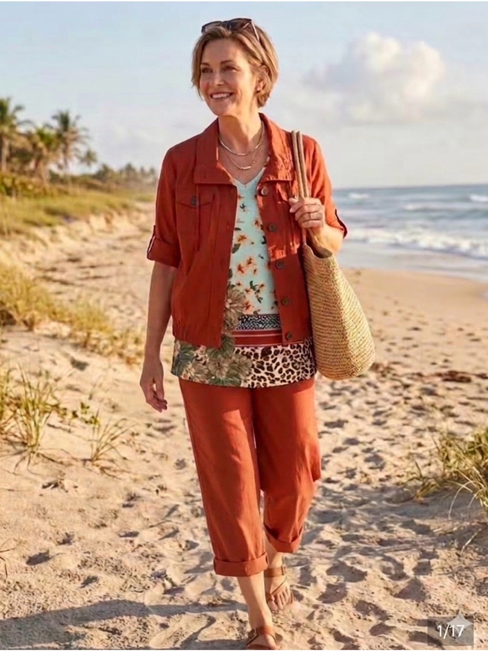 3 piece outfit Christopher & Banks Rust Jacket, Capri Pants and matching top